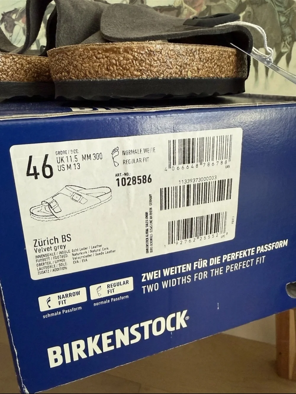 Birkenstock Zurich *RARE* Velvet Grey Suede Size 46 backend 